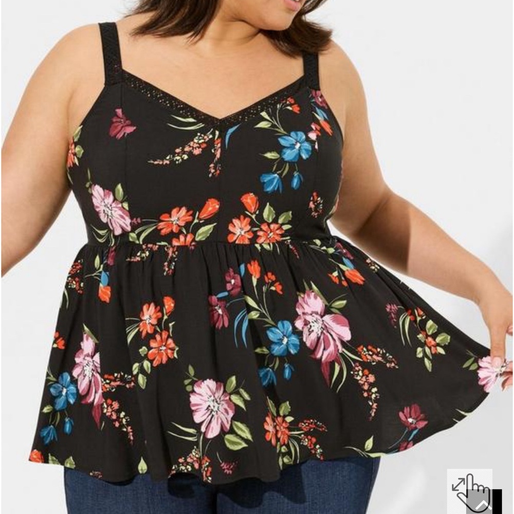 Torrid 4X Peplum Challis Lace Trim Tank